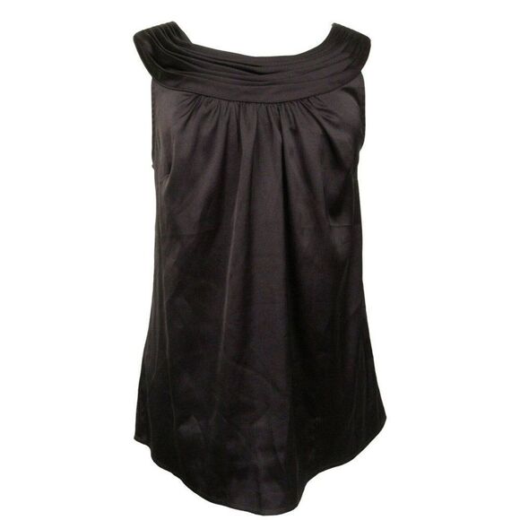 LOFT Fluted Scoop Neck Pullover Blouse Sz M Sleeveless Stretch Top Plum - Picture 1 of 5